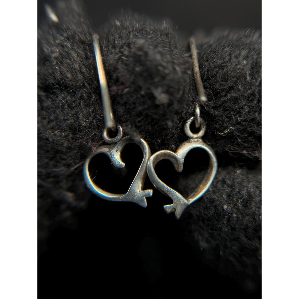 Sterling Silver Open Heart Dangle Earrings Minimalist